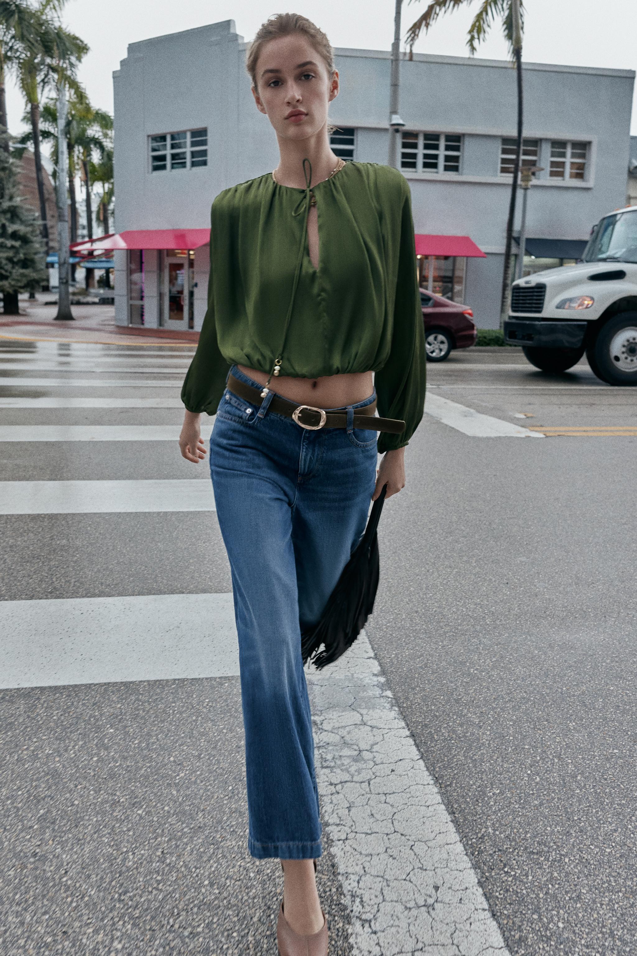SATIN EFFECT BALLOON BLOUSE